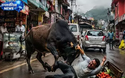 कुमारहट्टी बाजार में आवारा सांड के हमले से व्यापारी की मौत कुमारहट्टी बाजार में आवारा सांड के हमले से व्यापारी की मौत