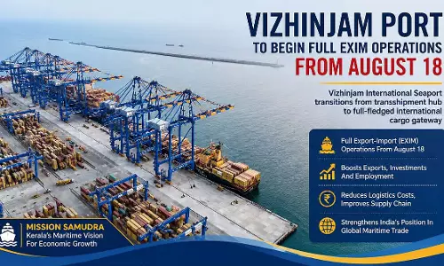 विझिनजम इंटरनेशनल सीपोर्ट 18 अगस्त से बनेगा पूर्ण EXIM हब विझिनजम इंटरनेशनल सीपोर्ट 18 अगस्त से बनेगा पूर्ण EXIM हब