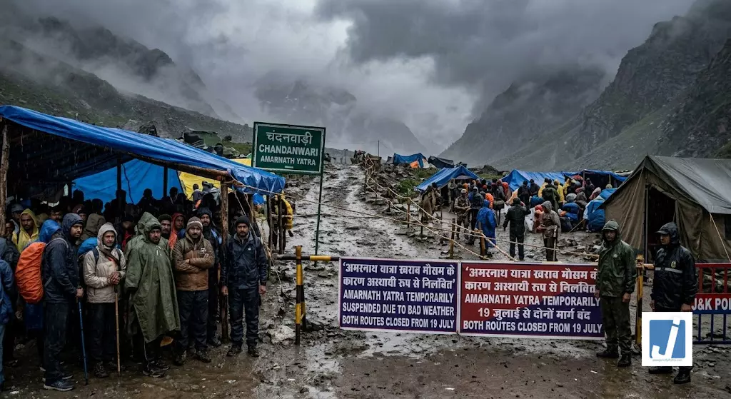 अमरनाथ यात्रा पर ब्रेक, मौसम के आगे थमी बाबा बर्फानी की यात्रा अमरनाथ यात्रा पर ब्रेक, मौसम के आगे थमी बाबा बर्फानी की यात्रा
