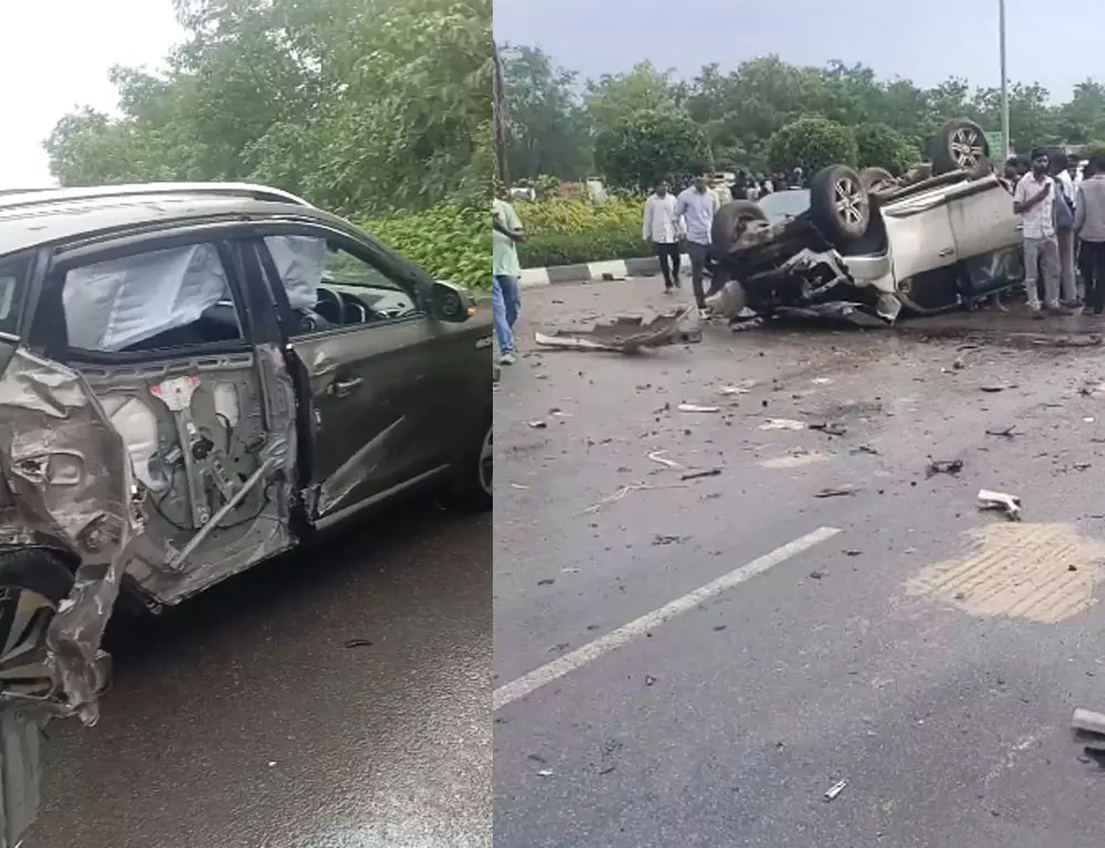 हैदराबाद ORR पर तेज़ रफ़्तार फ़ॉर्च्यूनर की वजह से तीन गाड़ियों की जानलेवा टक्कर हुई हैदराबाद ORR पर तेज़ रफ़्तार फ़ॉर्च्यूनर की वजह से तीन गाड़ियों की जानलेवा टक्कर हुई