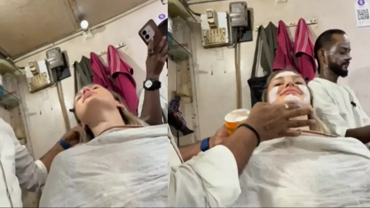 दिल्ली की नाई की दुकान पर रूसी टूरिस्ट ने सिर्फ ₹100 में कराया लक्ज़री फेशियल, वीडियो हुआ वायरल दिल्ली की नाई की दुकान पर रूसी टूरिस्ट ने सिर्फ ₹100 में कराया लक्ज़री फेशियल, वीडियो हुआ वायरल