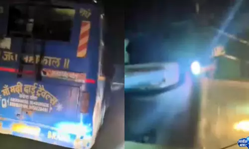 खराब हेडलाइट में दौड़ी बस, वीडियो वायरल होने से हड़कंप