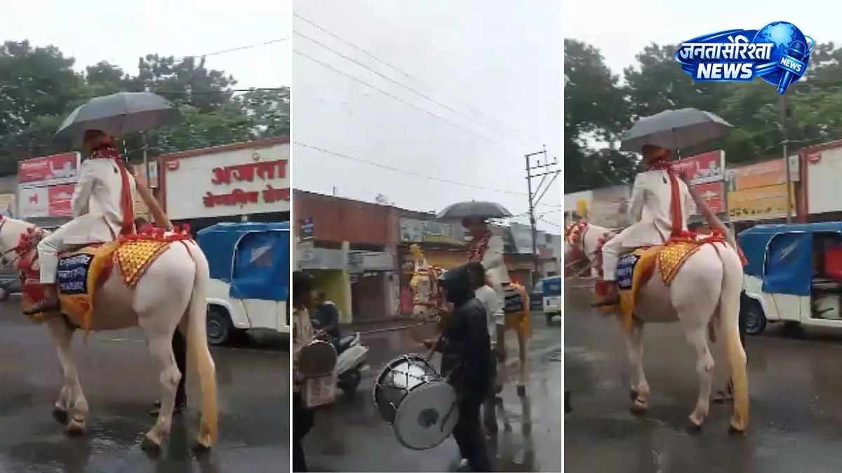 इंदौर में अनोखी बारात, अकेले घोड़ी पर निकला दूल्हा इंदौर में अनोखी बारात, अकेले घोड़ी पर निकला दूल्हा