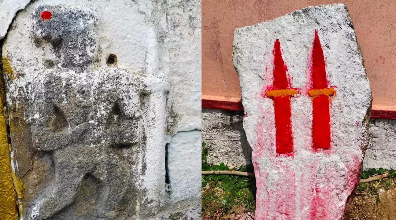 Telangana: दुर्लभ काकतीय युग की त्रिशूल मूर्ति का पता चला Telangana: दुर्लभ काकतीय युग की त्रिशूल मूर्ति का पता चला
