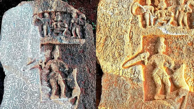 बेंगलुरु में मिला 850 साल पुराना बाघ-शिकार पत्थर बेंगलुरु में मिला 850 साल पुराना बाघ-शिकार पत्थर