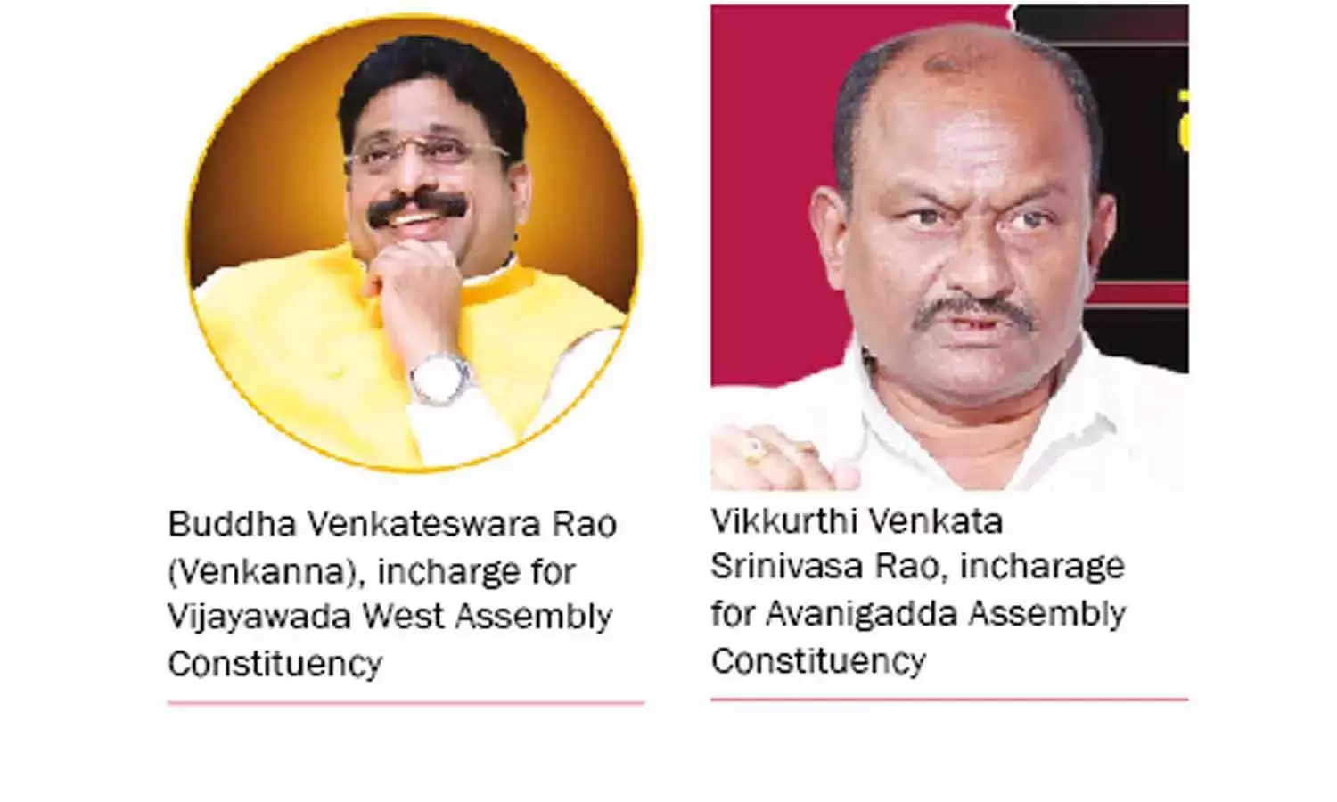 TDP ने अवनीगड्डा, विजयवाड़ा पश्चिम के लिए प्रभारी नियुक्त किए TDP ने अवनीगड्डा, विजयवाड़ा पश्चिम के लिए प्रभारी नियुक्त किए