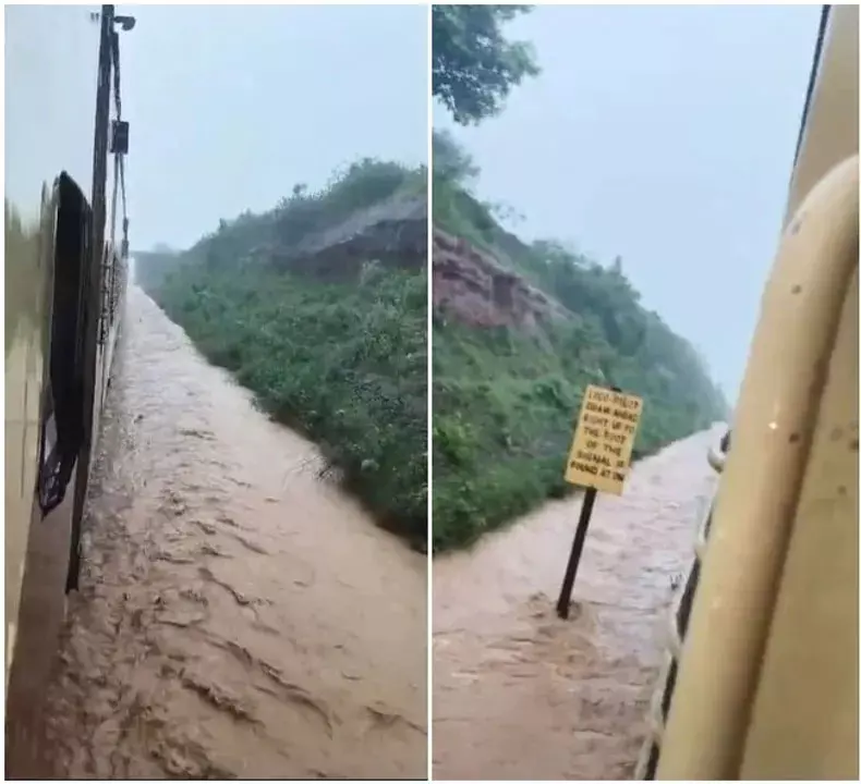 भारी बारिश से रायगढ़ में रेल सेवा प्रभावित, टिकिरी स्टेशन के पास ट्रैक पर भरा पानी भारी बारिश से रायगढ़ में रेल सेवा प्रभावित, टिकिरी स्टेशन के पास ट्रैक पर भरा पानी