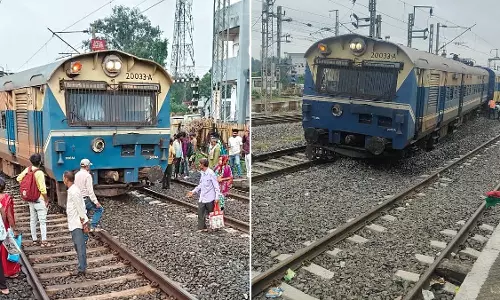 भिलाड स्टेशन पर MEMU ट्रेन के चार पहिए पटरी से उतरे