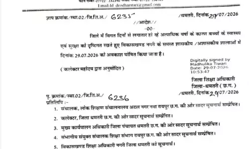स्कूलों में छुट्टी दी गई, धमतरी में हो रही बारिश स्कूलों में छुट्टी दी गई, धमतरी में हो रही बारिश