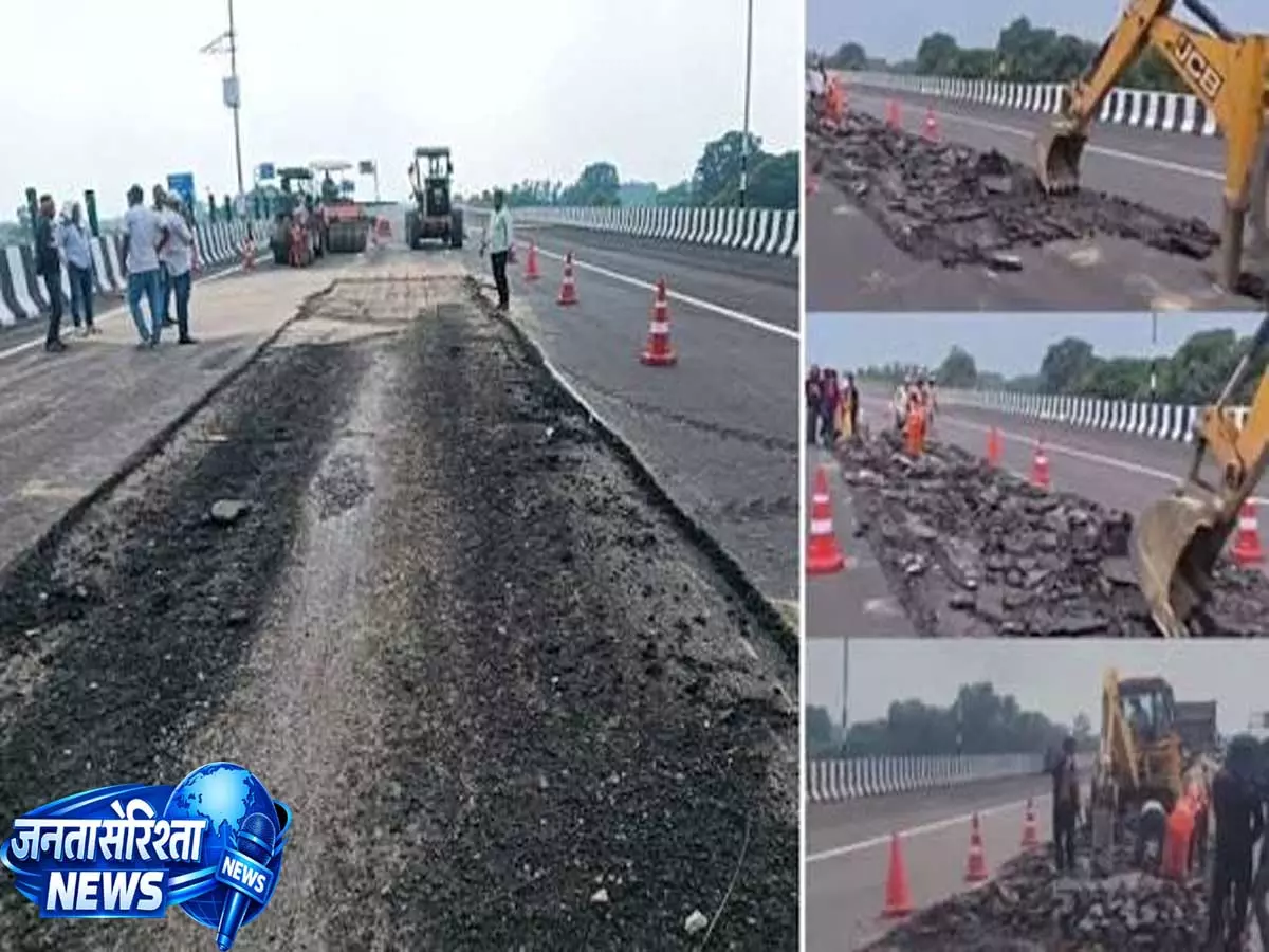 लखनऊ-कानपुर एक्सप्रेसवे पर बड़ा हादसा, उन्नाव में सड़क धंसने से पलटा ट्रक