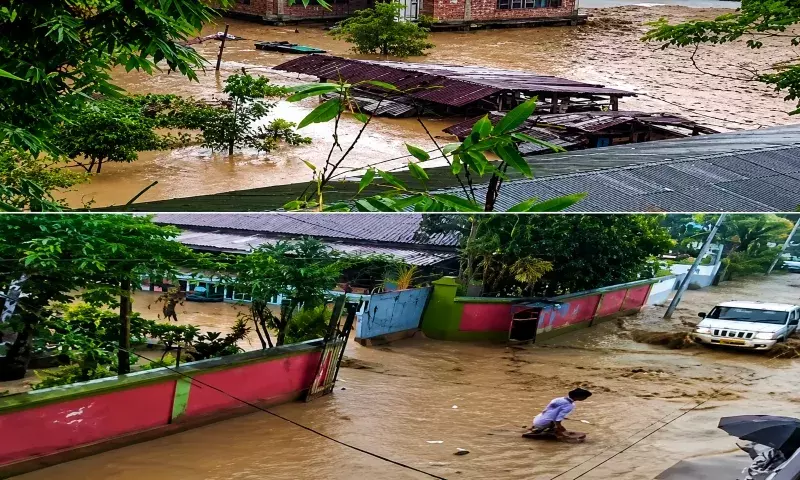 चुराचांदपुर में भारी बारिश से अचानक बाढ़ और जलभराव की स्थिति बन गई चुराचांदपुर में भारी बारिश से अचानक बाढ़ और जलभराव की स्थिति बन गई