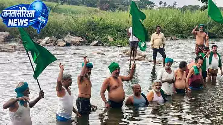Mandya KRS बांध के पास किसानों का प्रदर्शन किया Mandya KRS बांध के पास किसानों का प्रदर्शन किया