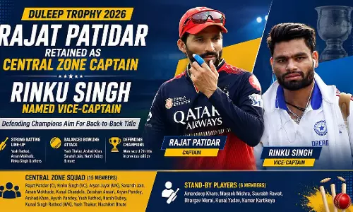 दिलीप ट्रॉफी 2026: रजत पाटीदार संभालेंगे सेंट्रल ज़ोन की कमान, रिंकू सिंह बने उप-कप्तान