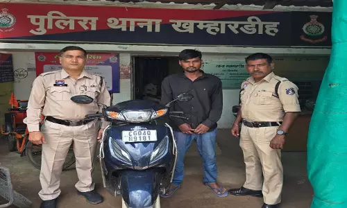 रायपुर में स्थायी वारंट तामिली के दौरान पकड़ा गया वाहन चोर रायपुर में स्थायी वारंट तामिली के दौरान पकड़ा गया वाहन चोर