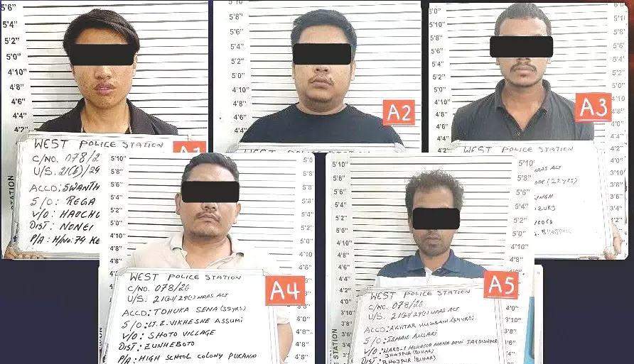 दीमापुर पुलिस ने अंतर-राज्यीय कोकीन रैकेट का भंडाफोड़ किया, 5 लोग गिरफ्तार