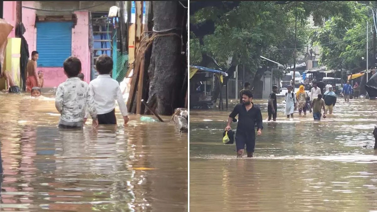 भिवंडी में भारी बारिश से तबाही, कामवारी नदी खतरे के निशान के ऊपर भिवंडी में भारी बारिश से तबाही, कामवारी नदी खतरे के निशान के ऊपर