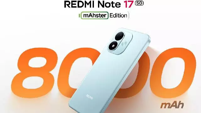 Redmi Note 17 5G भारत में 8,000mAh बैटरी के साथ लॉन्च हुआ Redmi Note 17 5G भारत में 8,000mAh बैटरी के साथ लॉन्च हुआ