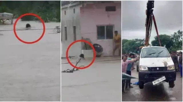 झिरी नाले में बही कार, 11 लोग सवार झिरी नाले में बही कार, 11 लोग सवार