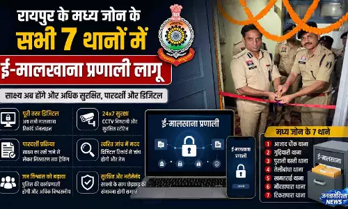 रायपुर के मध्य जोन के सभी 7 थानों में ई-मालखाना प्रणाली लागू रायपुर के मध्य जोन के सभी 7 थानों में ई-मालखाना प्रणाली लागू