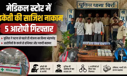 मेडिकल स्टोर में डकैती की साजिश नाकाम, 5 आरोपी गिरफ्तार