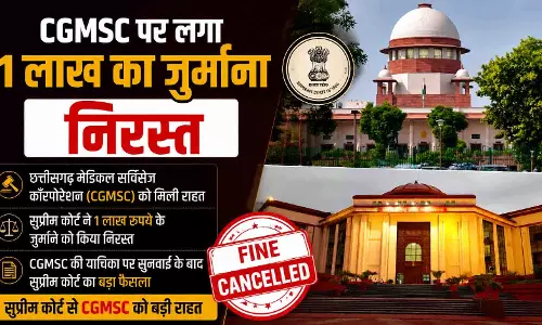 CGMSC पर लगा 1 लाख का जुर्माना निरस्त CGMSC पर लगा 1 लाख का जुर्माना निरस्त