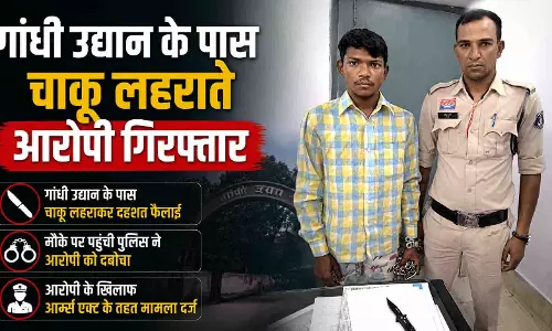गांधी उद्यान के पास चाकू लहराते आरोपी गिरफ्तार गांधी उद्यान के पास चाकू लहराते आरोपी गिरफ्तार