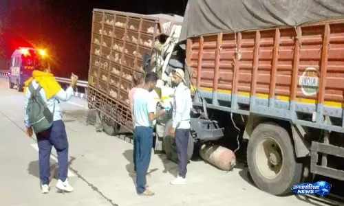 सड़क किनारे खड़े कैंटर से टक्कर चालक ने गंवाई जान सड़क किनारे खड़े कैंटर से टक्कर चालक ने गंवाई जान