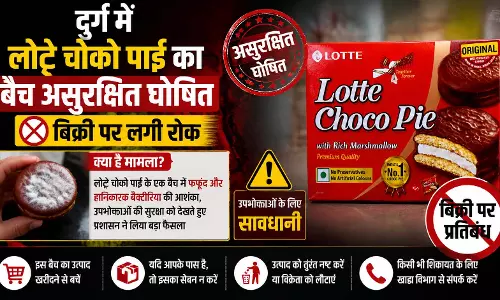 दुर्ग में Lotte Choco Pie असुरक्षित घोषित