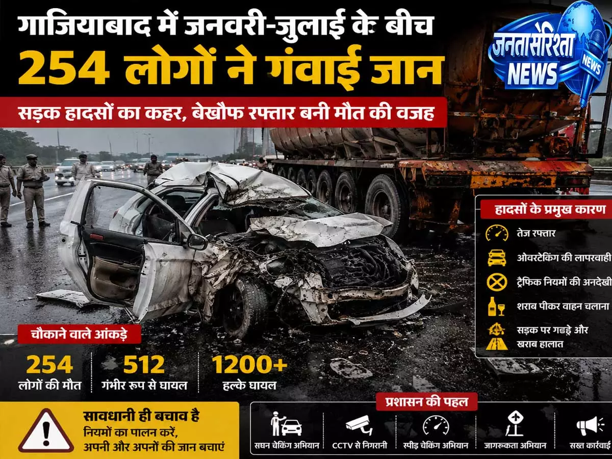 गाजियाबाद में सड़क हादसों का कहर सात महीने में 254 लोगों की मौत चार साल का रिकॉर्ड टूटा गाजियाबाद में सड़क हादसों का कहर सात महीने में 254 लोगों की मौत चार साल का रिकॉर्ड टूटा