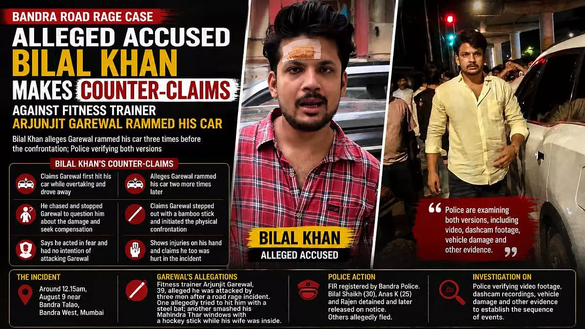 बांद्रा रोड रेज केस में नया मोड़, आरोपी बिलाल खान ने इंस्टाग्राम पर रखा अपना पक्ष बांद्रा रोड रेज केस में नया मोड़, आरोपी बिलाल खान ने इंस्टाग्राम पर रखा अपना पक्ष