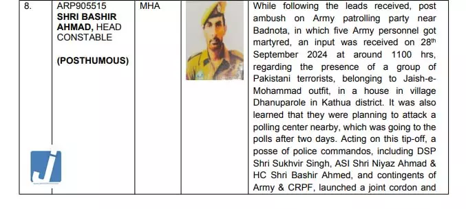 स्वतंत्रता दिवस पर वीर जवानों को सम्मान कांस्टेबल तारिक हुसैन और अहमद मरणोपरांत कीर्ति चक्र स्वतंत्रता दिवस पर वीर जवानों को सम्मान कांस्टेबल तारिक हुसैन और अहमद मरणोपरांत कीर्ति चक्र