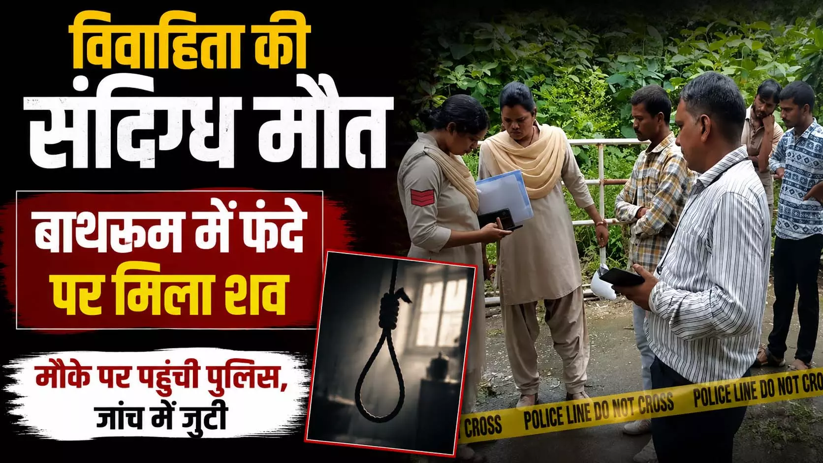 विवाहिता की संदिग्ध मौत, बाथरूम में फंदे पर मिला शव विवाहिता की संदिग्ध मौत, बाथरूम में फंदे पर मिला शव