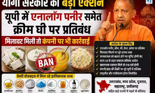 योगी सरकार का बड़ा फैसला UP में एनालॉग पनीर समेत घी क्रीम पर प्रतिबंध योगी सरकार का बड़ा फैसला UP में एनालॉग पनीर समेत घी क्रीम पर प्रतिबंध