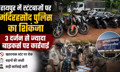 रायपुर में स्टंटबाजों पर मंदिर हसौद पुलिस का शिकंजा रायपुर में स्टंटबाजों पर मंदिर हसौद पुलिस का शिकंजा