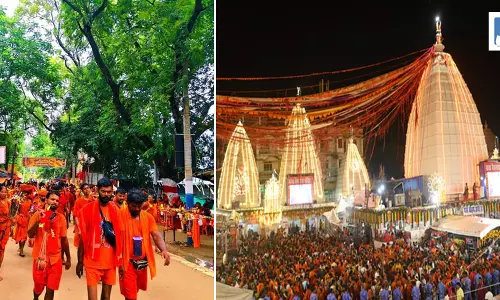 तीसरी सोमवारी पर बाबा बैद्यनाथ धाम में उमड़ा आस्था का सैलाब, 12 किमी से अधिक लगी लंबी कतार