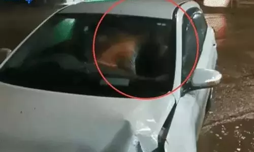 एक्सीडेंट के बाद कार में KISS करते कपल का पुलिस ने काटा चालान