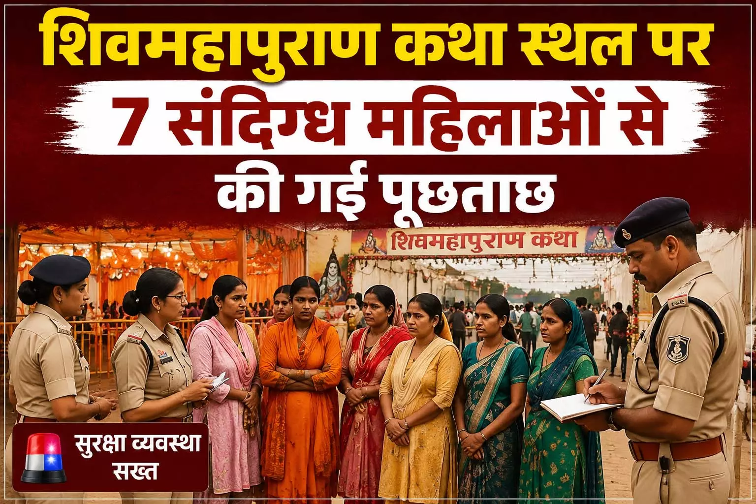 शिवमहापुराण कथा स्थल में घूमने वाली संदिग्ध 7 महिलाओं से पूछताछ शिवमहापुराण कथा स्थल में घूमने वाली संदिग्ध 7 महिलाओं से पूछताछ