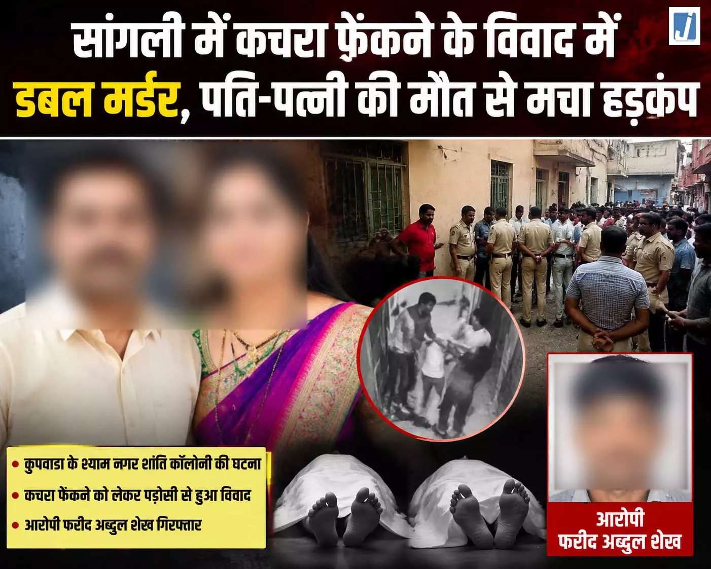 कूड़े के विवाद में डबल मर्डर ,खेला खूनी खेल पति-पत्नी की गई जान कूड़े के विवाद में डबल मर्डर ,खेला खूनी खेल पति-पत्नी की गई जान
