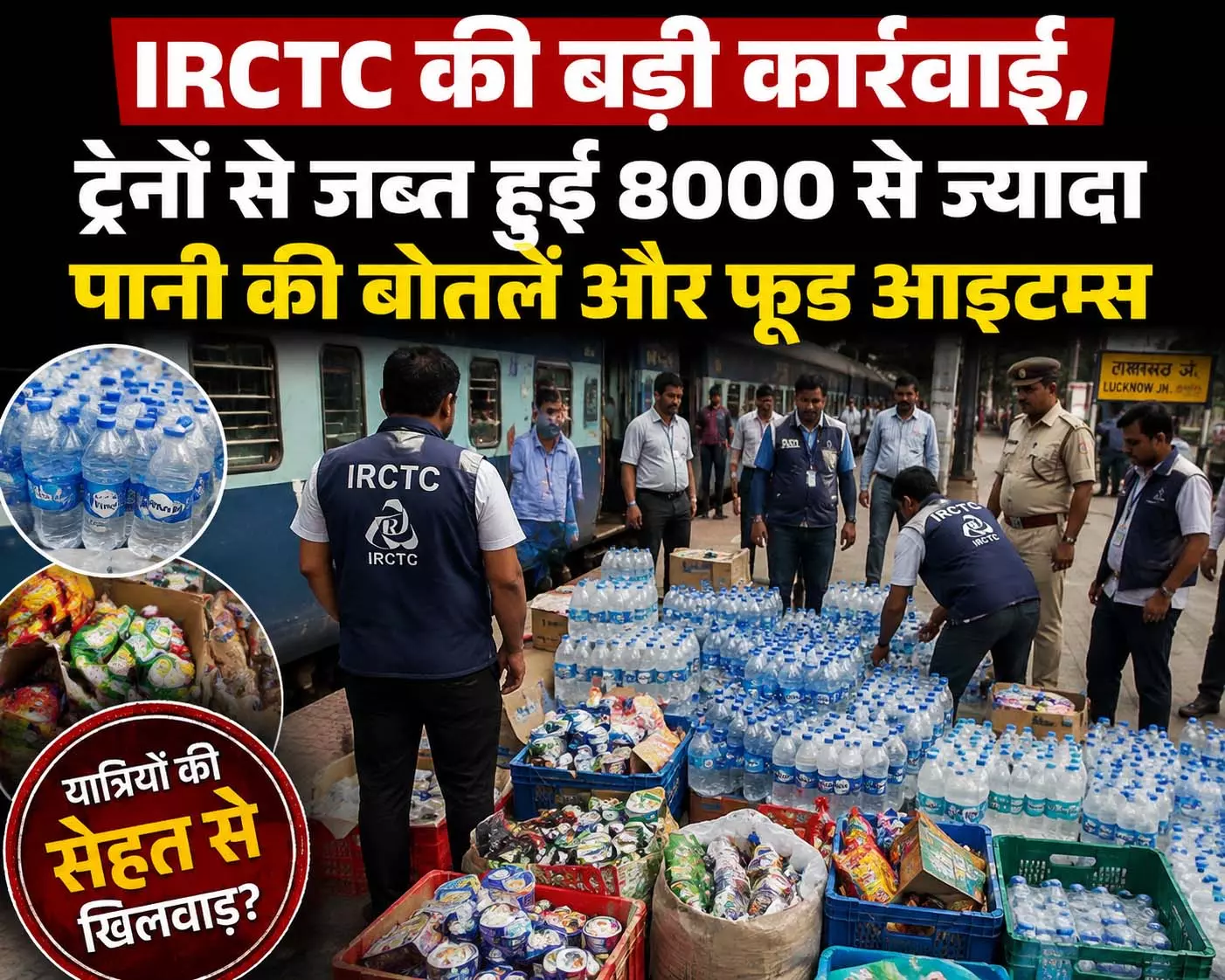 IRCTC की बड़ी कार्रवाई, ट्रेनों से जब्त हुईं 8000 से ज्यादा पानी की बोतलें और फूड आइटम्स IRCTC की बड़ी कार्रवाई, ट्रेनों से जब्त हुईं 8000 से ज्यादा पानी की बोतलें और फूड आइटम्स