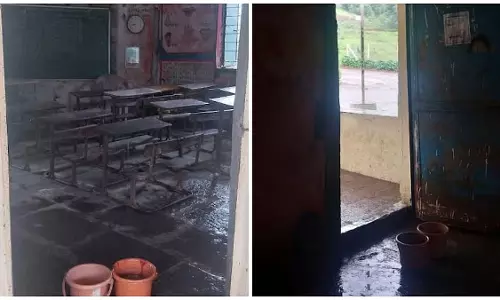 इगतपुरी के स्कूल भवन की हालत जर्जर, छत से टपक रहा पानी इगतपुरी के स्कूल भवन की हालत जर्जर, छत से टपक रहा पानी
