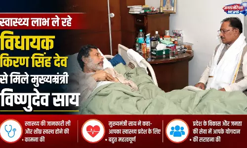 स्वास्थ्य लाभ ले रहे विधायक किरण सिंह देव से मिले मुख्यमंत्री विष्णुदेव साय