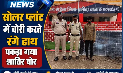 सोलर प्लांट में चोरी करते रंगे हाथ पकड़ा गया शातिर चोर