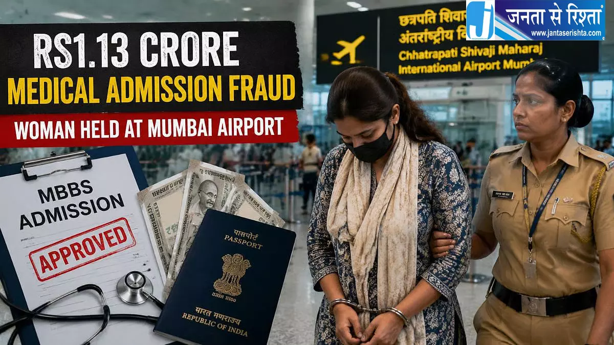 MBBS एडमिशन के नाम पर 1.13 करोड़ की ठगी मामले में महिला गिरफ्तार MBBS एडमिशन के नाम पर 1.13 करोड़ की ठगी मामले में महिला गिरफ्तार