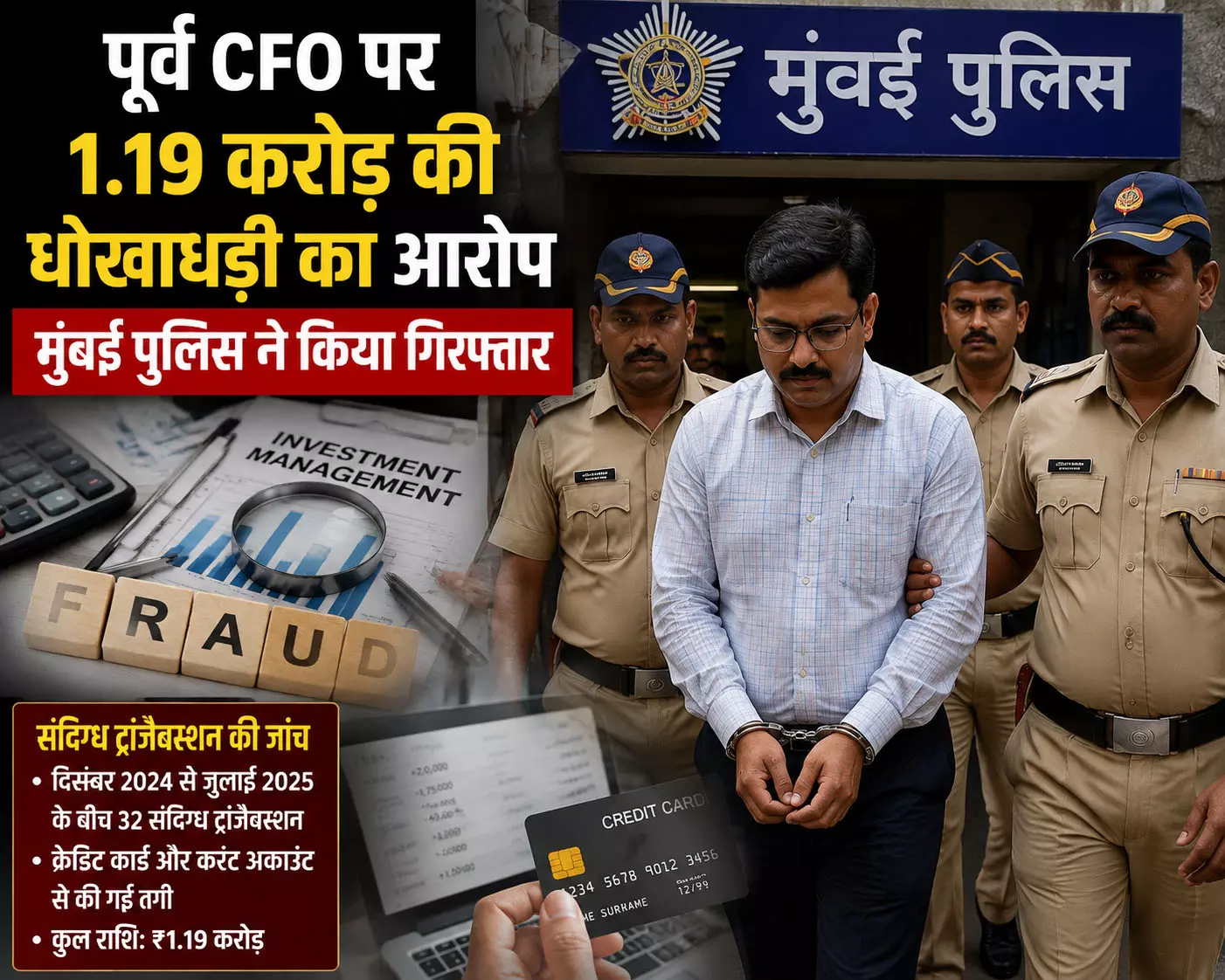 पूर्व CFO पर 1.19 करोड़ की धोखाधड़ी का आरोप मुंबई पुलिस ने किया गिरफ्तार पूर्व CFO पर 1.19 करोड़ की धोखाधड़ी का आरोप मुंबई पुलिस ने किया गिरफ्तार