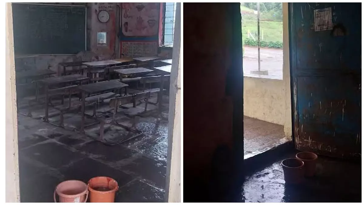 इगतपुरी के स्कूल भवन की हालत जर्जर, छत से टपक रहा पानी इगतपुरी के स्कूल भवन की हालत जर्जर, छत से टपक रहा पानी