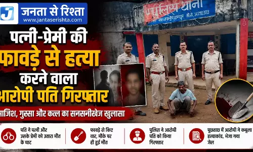 पत्नी-प्रेमी की फावड़े से हत्या करने वाला आरोपी पति गिरफ्तार