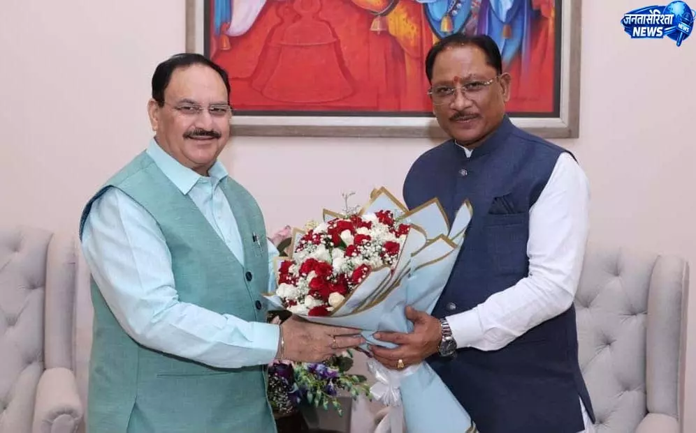 CM विष्णुदेव साय ने की केंद्रीय मंत्री जेपी नड्डा से सौजन्य भेंट CM विष्णुदेव साय ने की केंद्रीय मंत्री जेपी नड्डा से सौजन्य भेंट