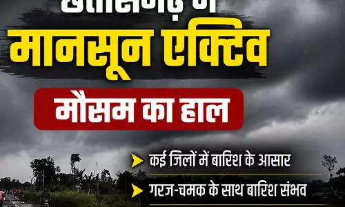 छत्तीसगढ़ में मानसून एक्टिव, अगले 6 दिन ऐसा रहेगा मौसम का हाल छत्तीसगढ़ में मानसून एक्टिव, अगले 6 दिन ऐसा रहेगा मौसम का हाल