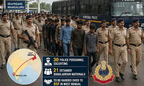 मंगलुरु से 21 बांग्लादेशी नागरिकों को पश्चिम बंगाल ले जाएगी 30 पुलिसकर्मियों की टीम मंगलुरु से 21 बांग्लादेशी नागरिकों को पश्चिम बंगाल ले जाएगी 30 पुलिसकर्मियों की टीम