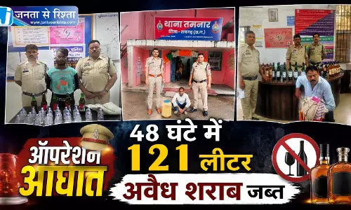 ऑपरेशन आघात: 48 घंटे में 121 लीटर अवैध शराब जब्त